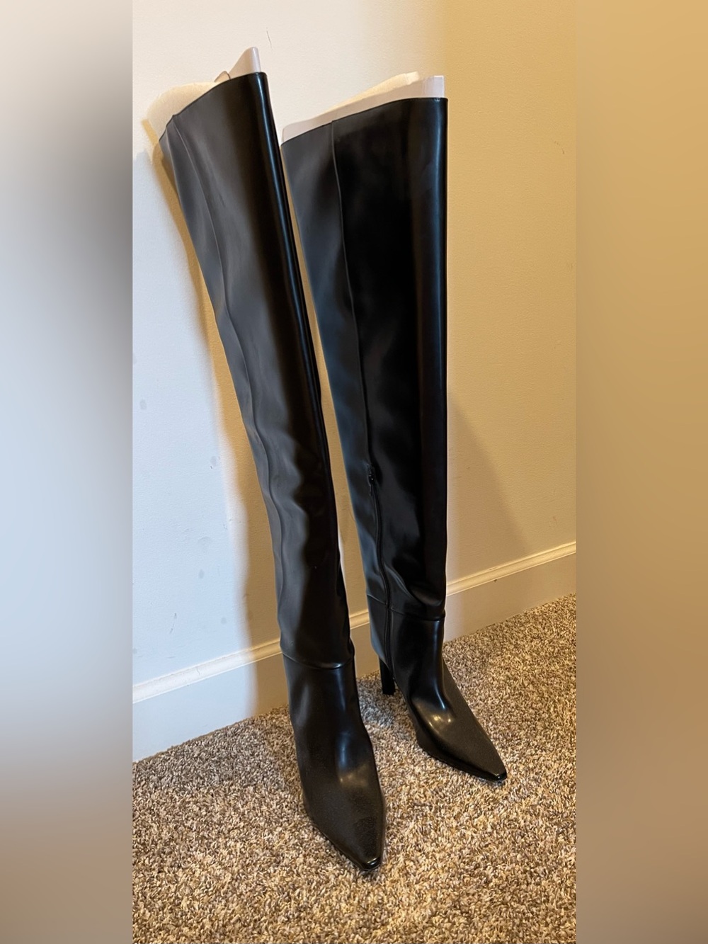 H&M Black Patent Over-the-Knee Stiletto Boots - Picture 5 of 7